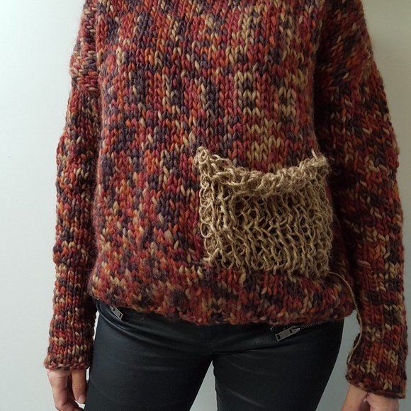 Winter set, Autumn colors , sweater and matching hat, hand knitted - Picture 8 of 10